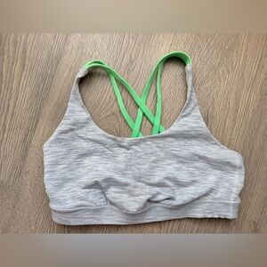Lululemon Athletica Gray Energy Sports Bra with Green Straps